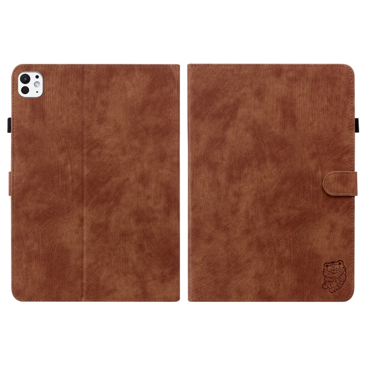 For iPad Pro 11 2024 Embossed Tiger Pattern Leather Tablet Case(Brown) - iPad Pro 11 2024 Cases by PMC Jewellery | Online Shopping South Africa | PMC Jewellery | Buy Now Pay Later Mobicred