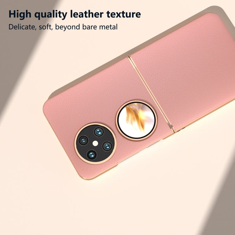 For Huawei Pocket 2 Nano Plating Genuine Leather Wave Series Phone Case(Pink) - Huawei Cases by PMC TechLife | Online Shopping South Africa | PMC TechLife | Buy Now Pay Later Mobicred