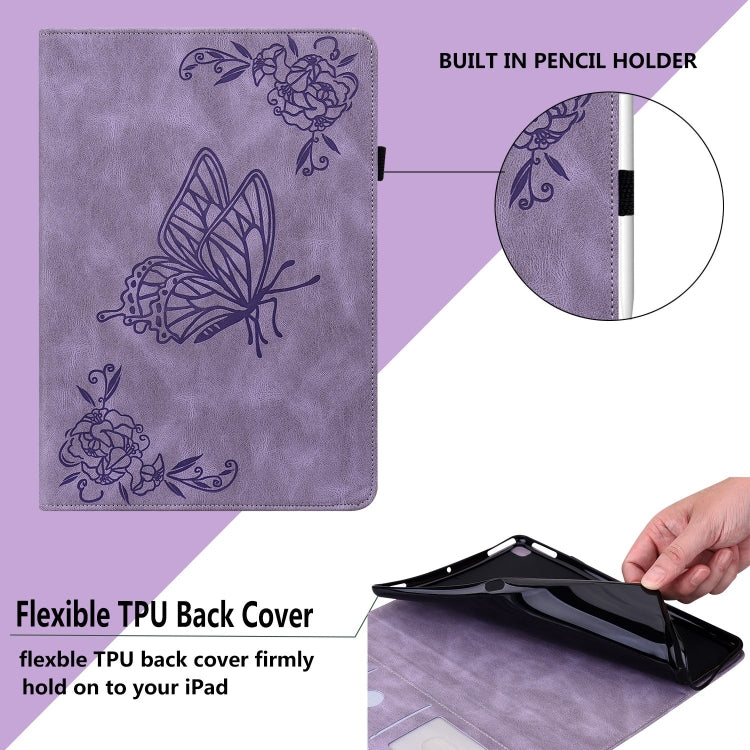 For iPad Air 11 2024 Butterfly Flower Embossed Leather Tablet Case(Purple) - iPad Air 11 2024 Cases by PMC Jewellery | Online Shopping South Africa | PMC Jewellery | Buy Now Pay Later Mobicred