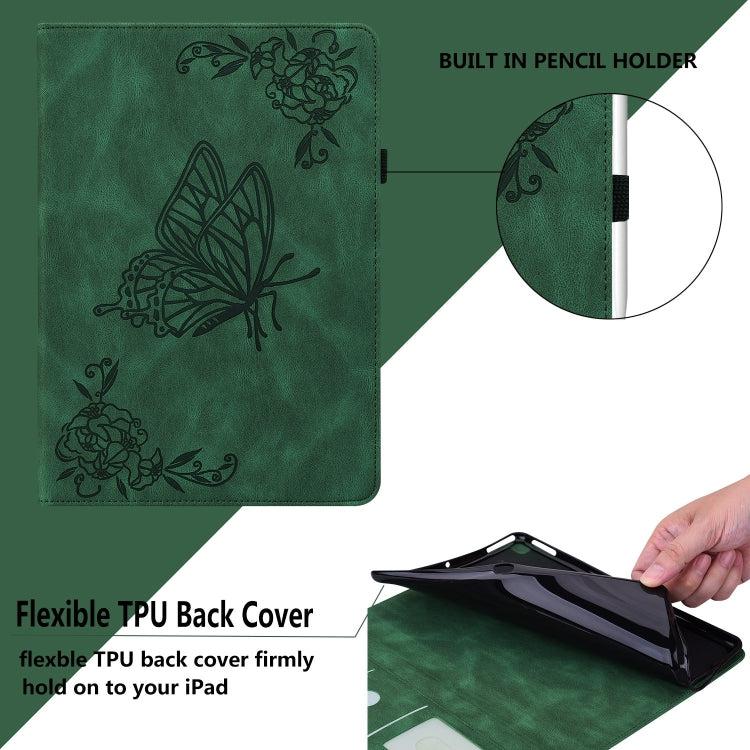 For iPad Pro 11 2024 Butterfly Flower Embossed Leather Tablet Case(Green) - iPad Pro 11 2024 Cases by PMC Jewellery | Online Shopping South Africa | PMC Jewellery | Buy Now Pay Later Mobicred