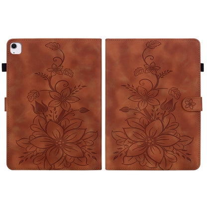 For iPad Air 13 2025 / 2024 Lily Embossed Leather Smart Tablet Case(Brown) - iPad Air 13 2025 / 2024 Cases by PMC Jewellery | Online Shopping South Africa | PMC Jewellery | Buy Now Pay Later Mobicred