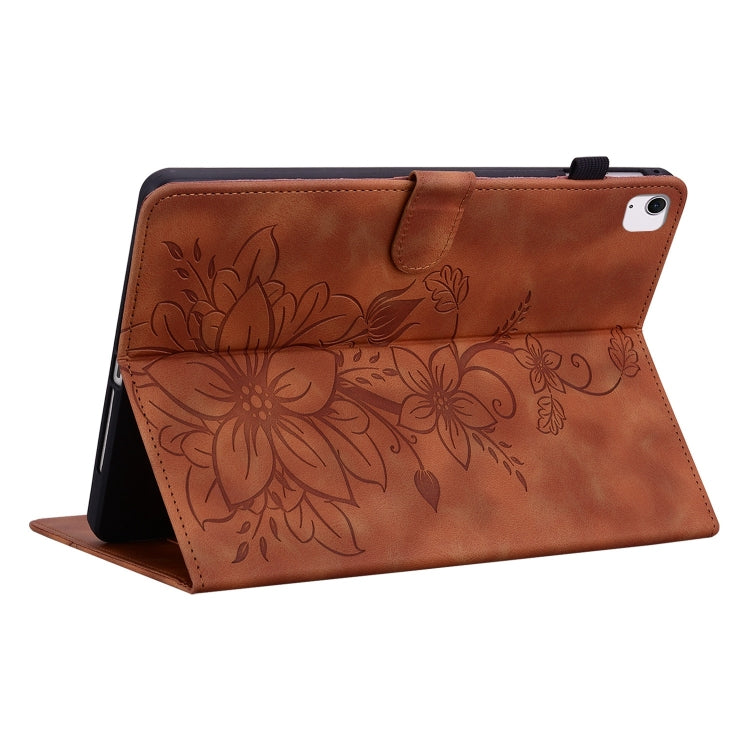 For iPad Air 13 2025 / 2024 Lily Embossed Leather Smart Tablet Case(Brown) - iPad Air 13 2025 / 2024 Cases by PMC Jewellery | Online Shopping South Africa | PMC Jewellery | Buy Now Pay Later Mobicred