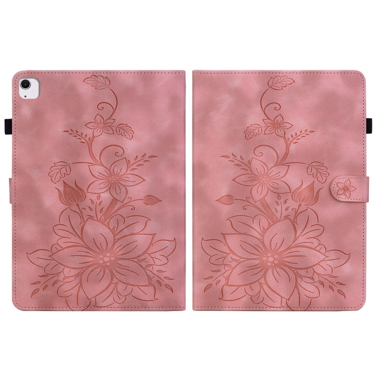 For iPad Air 13 2024 Lily Embossed Leather Smart Tablet Case(Pink) - iPad Air 13 2024 Cases by PMC TechLife | Online Shopping South Africa | PMC TechLife | Buy Now Pay Later Mobicred