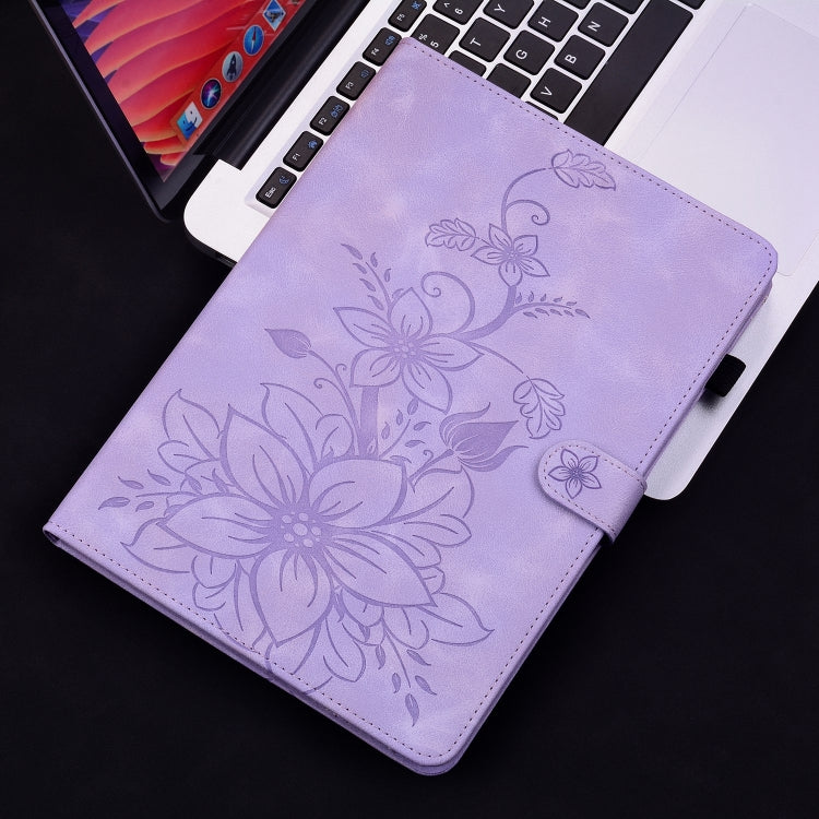 For iPad Air 13 2024 Lily Embossed Leather Smart Tablet Case(Purple) - iPad Air 13 2024 Cases by PMC Jewellery | Online Shopping South Africa | PMC Jewellery | Buy Now Pay Later Mobicred