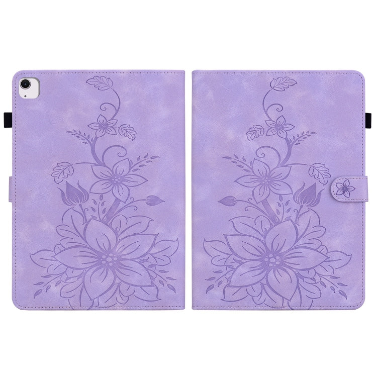 For iPad Air 13 2024 Lily Embossed Leather Smart Tablet Case(Purple) - iPad Air 13 2024 Cases by PMC Jewellery | Online Shopping South Africa | PMC Jewellery | Buy Now Pay Later Mobicred