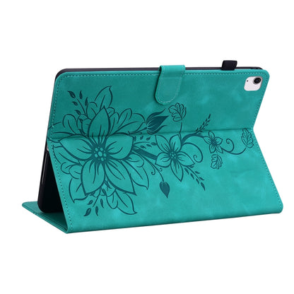 For iPad Air 11 2025 / 2024 Lily Embossed Leather Smart Tablet Case(Green) - iPad Air 11 2025 / 2024 Cases by PMC Jewellery | Online Shopping South Africa | PMC Jewellery | Buy Now Pay Later Mobicred