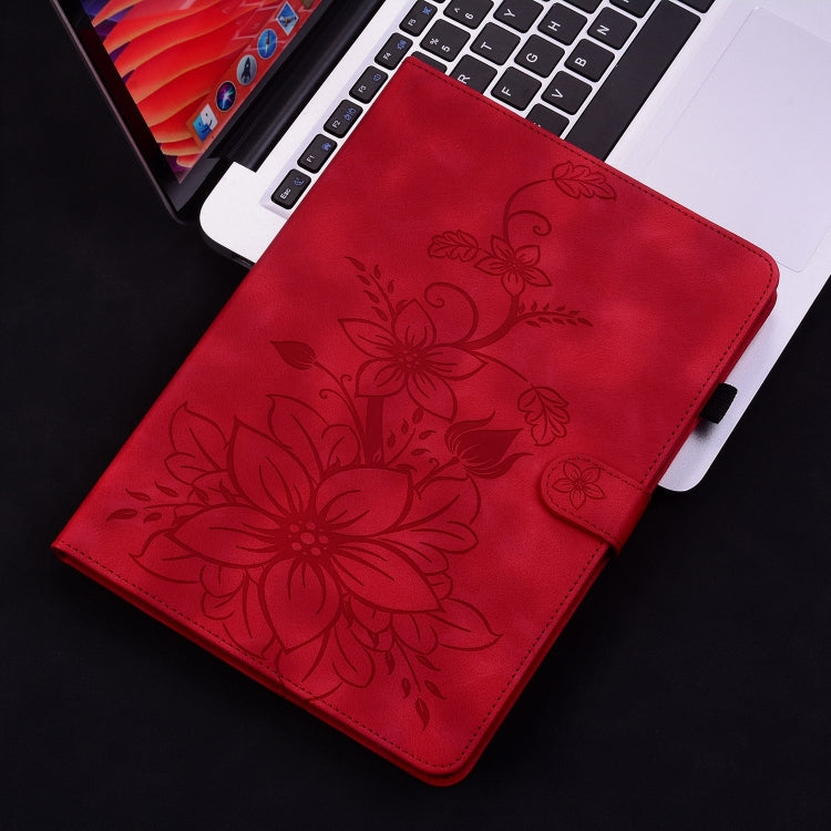 For iPad Air 11 2025 / 2024 Lily Embossed Leather Smart Tablet Case(Red) - iPad Air 11 2025 / 2024 Cases by PMC TechLife | Online Shopping South Africa | PMC TechLife | Buy Now Pay Later Mobicred