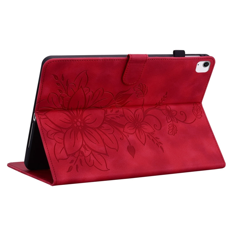 For iPad Air 11 2025 / 2024 Lily Embossed Leather Smart Tablet Case(Red) - iPad Air 11 2025 / 2024 Cases by PMC Jewellery | Online Shopping South Africa | PMC Jewellery | Buy Now Pay Later Mobicred