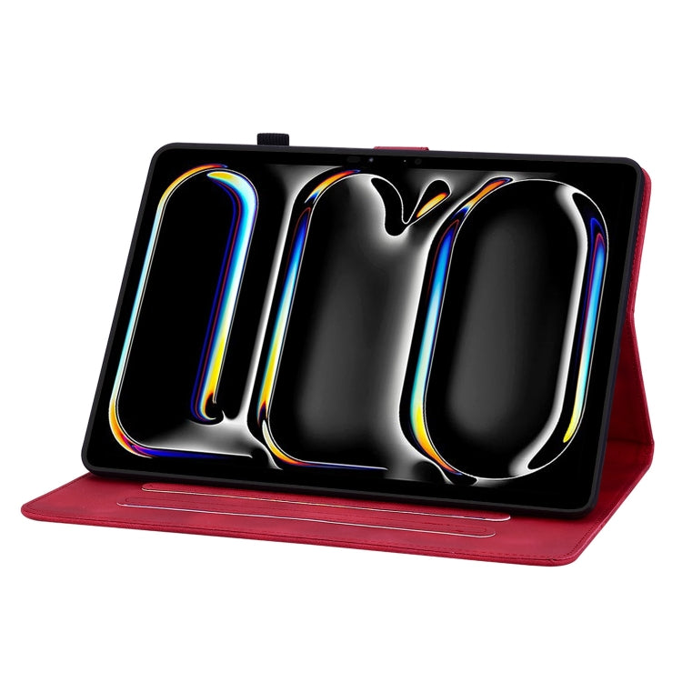 For iPad Pro 11 2024 Lily Embossed Leather Smart Tablet Case(Red) - iPad Pro 11 2024 Cases by PMC TechLife | Online Shopping South Africa | PMC TechLife | Buy Now Pay Later Mobicred