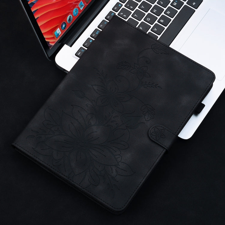 For iPad Pro 11 2024 Lily Embossed Leather Smart Tablet Case(Black) - iPad Pro 11 2024 Cases by PMC Jewellery | Online Shopping South Africa | PMC Jewellery | Buy Now Pay Later Mobicred