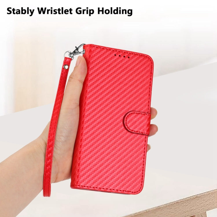 For iPhone 16 Pro Max YX0070 Carbon Fiber Buckle Leather Phone Case with Lanyard(Red) - iPhone 16 Pro Max Cases by PMC TechLife | Online Shopping South Africa | PMC TechLife | Buy Now Pay Later Mobicred
