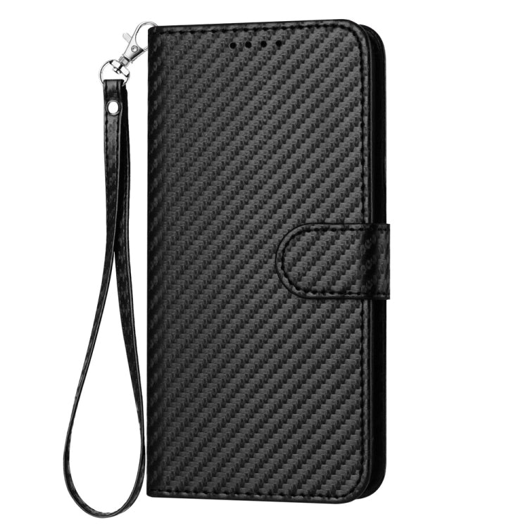 For iPhone 16 YX0070 Carbon Fiber Buckle Leather Phone Case with Lanyard(Black) - iPhone 16 Cases by PMC TechLife | Online Shopping South Africa | PMC TechLife | Buy Now Pay Later Mobicred