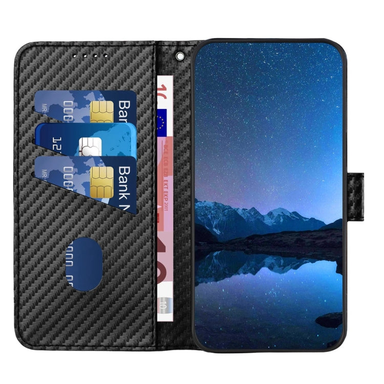 For iPhone 16 YX0070 Carbon Fiber Buckle Leather Phone Case with Lanyard(Black) - iPhone 16 Cases by PMC TechLife | Online Shopping South Africa | PMC TechLife | Buy Now Pay Later Mobicred