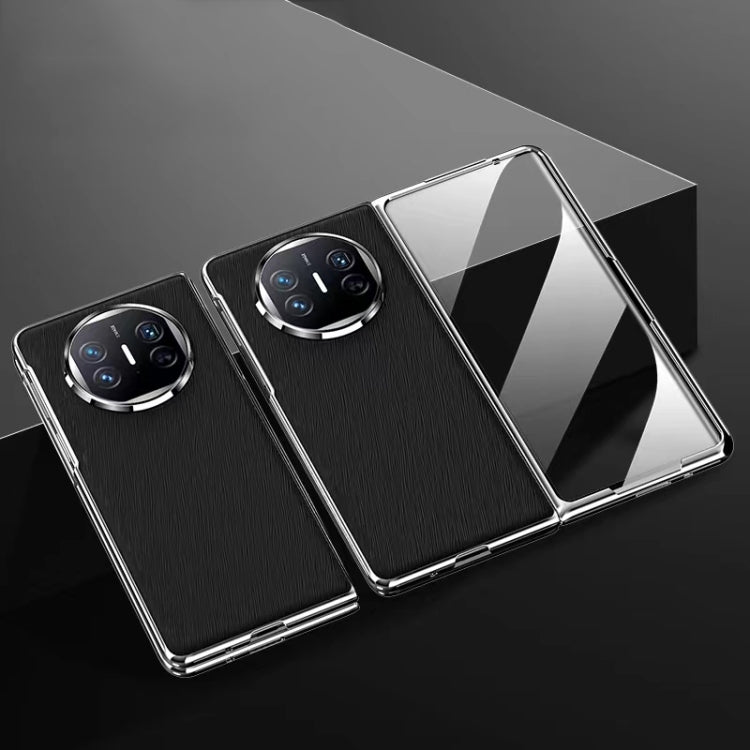 For Huawei Mate X5 Integrated Plating PC Leather Texture Full Coverage Fold Shockproof Phone Case(Black) - Huawei Cases by PMC TechLife | Online Shopping South Africa | PMC TechLife | Buy Now Pay Later Mobicred