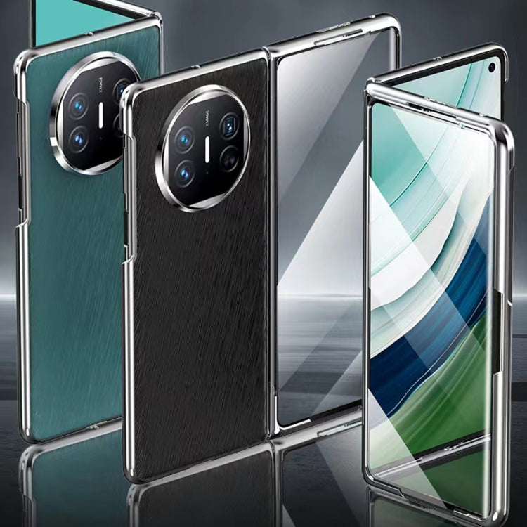 For Huawei Mate X5 Integrated Plating PC Leather Texture Full Coverage Fold Shockproof Phone Case(Black) - Huawei Cases by PMC TechLife | Online Shopping South Africa | PMC TechLife | Buy Now Pay Later Mobicred