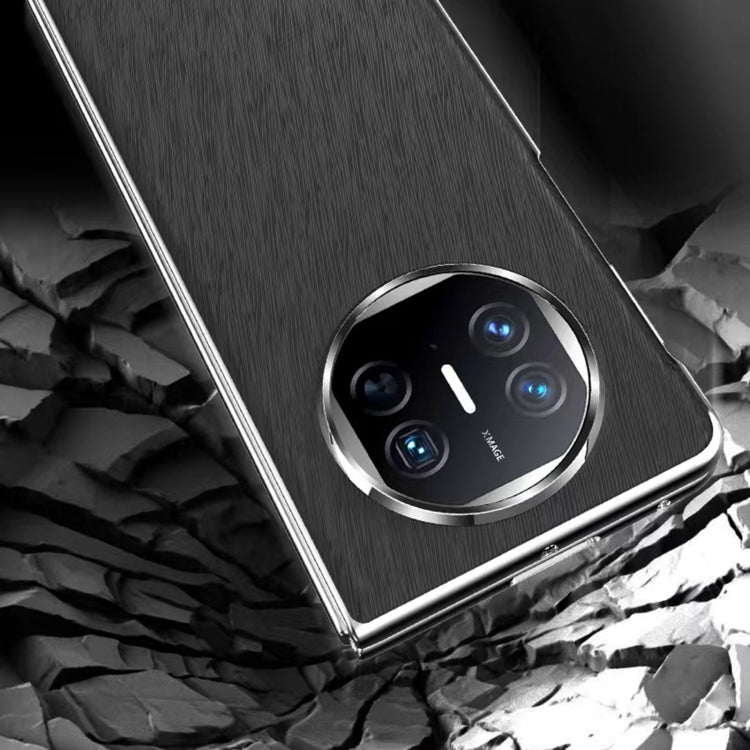 For Huawei Mate X5 Integrated Plating PC Leather Texture Full Coverage Fold Shockproof Phone Case(Black) - Huawei Cases by PMC TechLife | Online Shopping South Africa | PMC TechLife | Buy Now Pay Later Mobicred