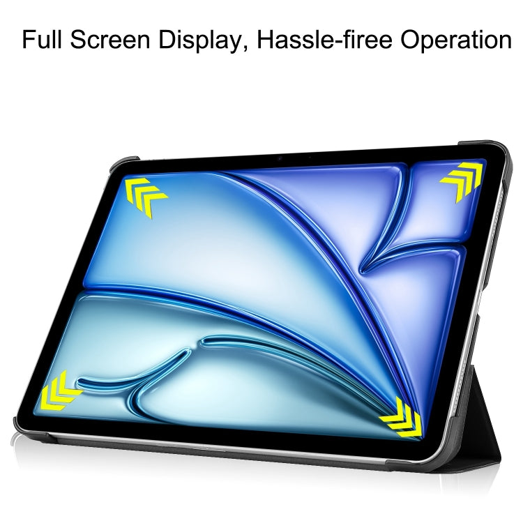 For iPad Air 13 2024 Custer Pure Color 3-Fold Holder Smart Leather Tablet Case(Black) - iPad Air 13 2024 Cases by PMC TechLife | Online Shopping South Africa | PMC TechLife | Buy Now Pay Later Mobicred