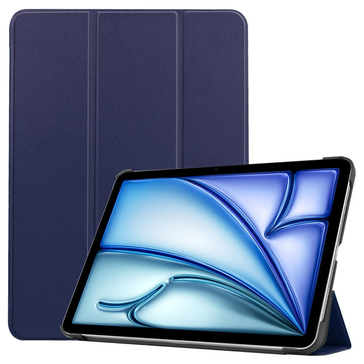 For iPad Air 13 2024 / 2025 Custer Pure Color 3-Fold Holder Smart Leather Tablet Case(Dark Blue) - iPad Air 13 2025 / 2024 Cases by PMC Jewellery | Online Shopping South Africa | PMC Jewellery | Buy Now Pay Later Mobicred