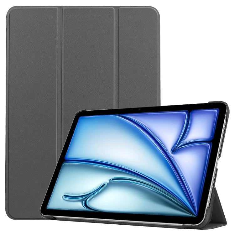 For iPad Air 13 2024 Custer Pure Color 3-Fold Holder Smart Leather Tablet Case(Grey) - iPad Air 13 2024 Cases by PMC TechLife | Online Shopping South Africa | PMC TechLife | Buy Now Pay Later Mobicred