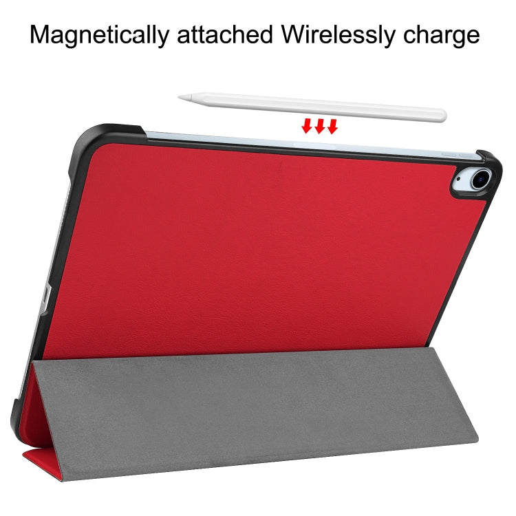 For iPad Air 11 2025 / 2024 Custer Pure Color 3-Fold Holder Smart Leather Tablet Case(Red) - iPad Air 11 2025 / 2024 Cases by PMC TechLife | Online Shopping South Africa | PMC TechLife | Buy Now Pay Later Mobicred