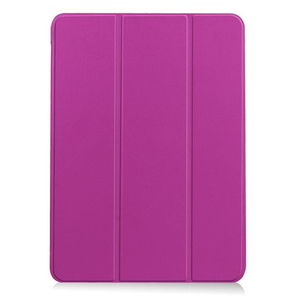 For iPad Air 11 2024 Custer Pure Color 3-Fold Holder Smart Leather Tablet Case(Purple) - iPad Air 11 2024 Cases by PMC Jewellery | Online Shopping South Africa | PMC Jewellery | Buy Now Pay Later Mobicred