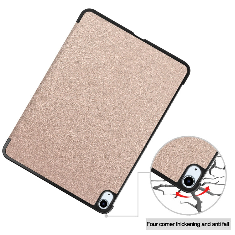 For iPad Air 11 2025 / 2024 Custer Pure Color 3-Fold Holder Smart Leather Tablet Case(Gold) - iPad Air 11 2025 / 2024 Cases by PMC TechLife | Online Shopping South Africa | PMC TechLife | Buy Now Pay Later Mobicred