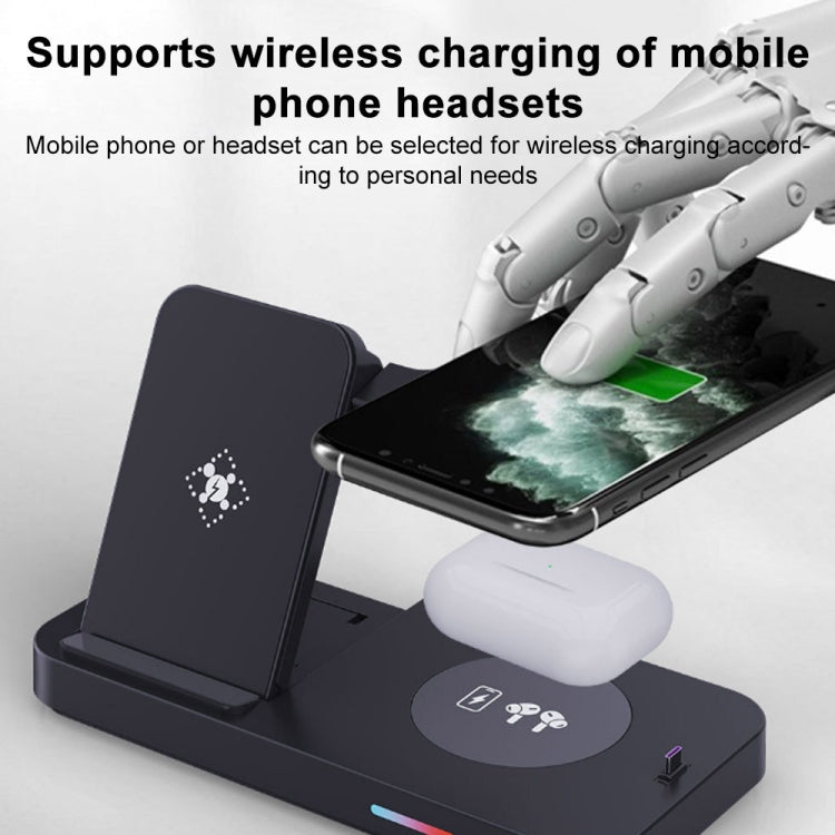 For Samsung Series 3 in 1 15W Earphones/Phones/Watch Fold Wireless Charger Stand(Black) - Multifunction Charger by PMC Jewellery | Online Shopping South Africa | PMC Jewellery | Buy Now Pay Later Mobicred