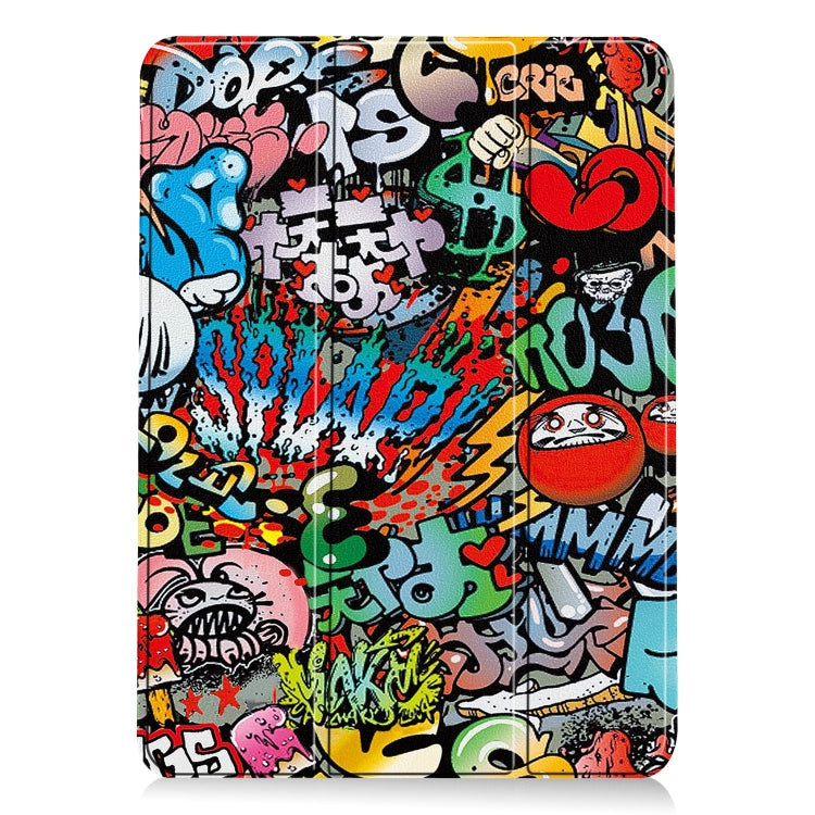 For iPad Air 13 2024 Custer Painted 3-Fold Holder Smart Leather Tablet Case(Graffiti) - iPad Air 13 2024 Cases by PMC Jewellery | Online Shopping South Africa | PMC Jewellery | Buy Now Pay Later Mobicred