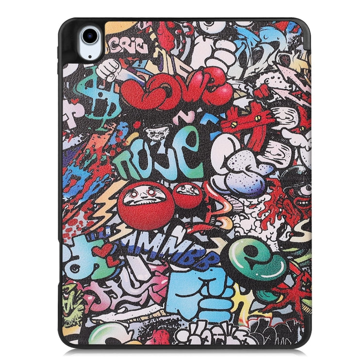 For iPad Air 11 2024 Custer Painted 3-Fold Holder Smart Leather Tablet Case(Graffiti) - iPad Air 11 2024 Cases by PMC Jewellery | Online Shopping South Africa | PMC Jewellery | Buy Now Pay Later Mobicred