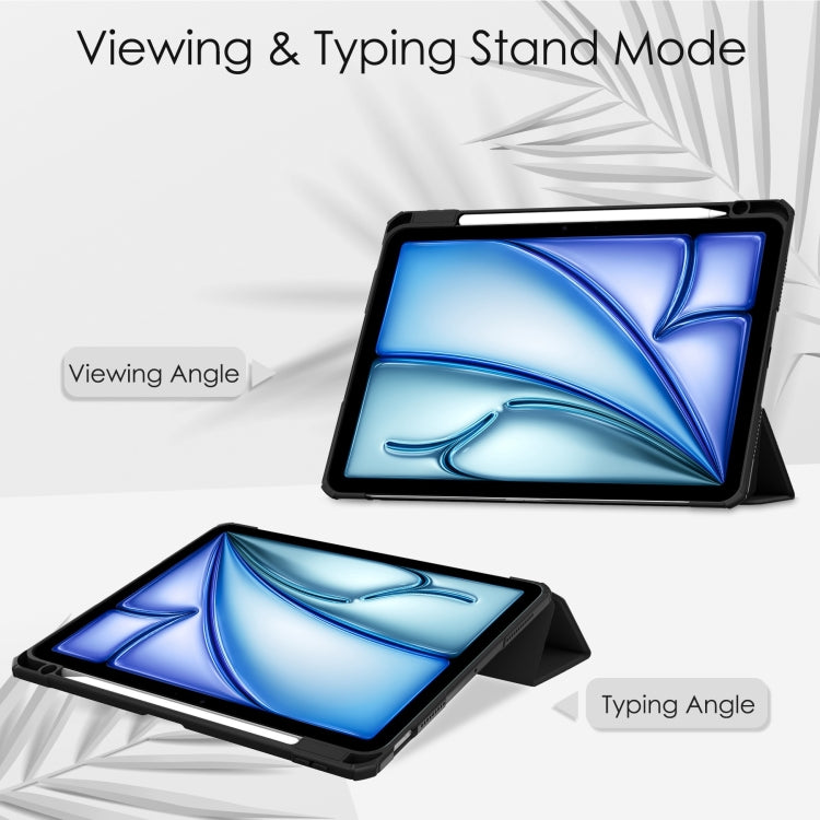 For iPad Air 11 2025 / 2024 Pure Color 3-fold Clear TPU Smart Leather Tablet Case(Black) - iPad Air 11 2025 / 2024 Cases by PMC TechLife | Online Shopping South Africa | PMC TechLife | Buy Now Pay Later Mobicred