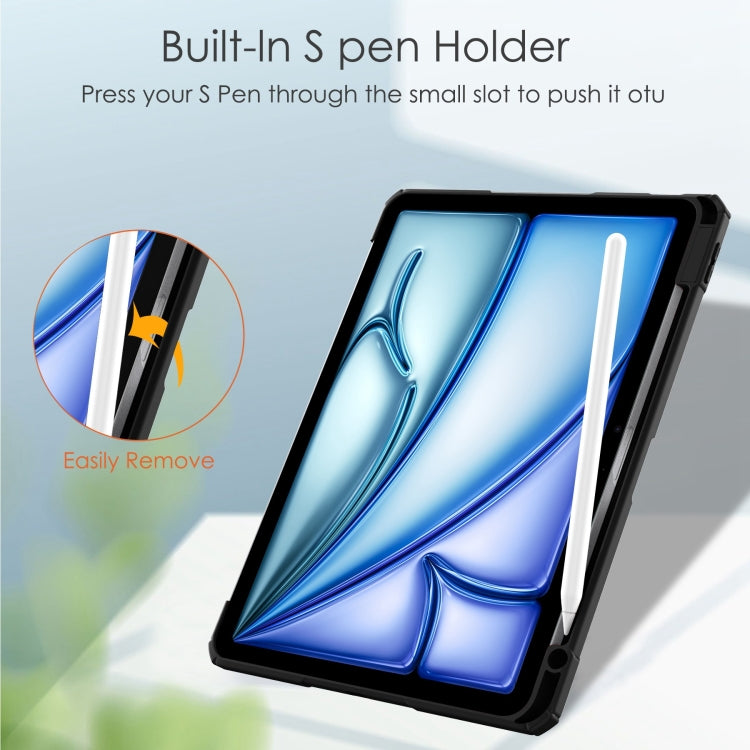 For iPad Air 11 2025 / 2024 Pure Color 3-fold Clear TPU Smart Leather Tablet Case(Black) - iPad Air 11 2025 / 2024 Cases by PMC TechLife | Online Shopping South Africa | PMC TechLife | Buy Now Pay Later Mobicred
