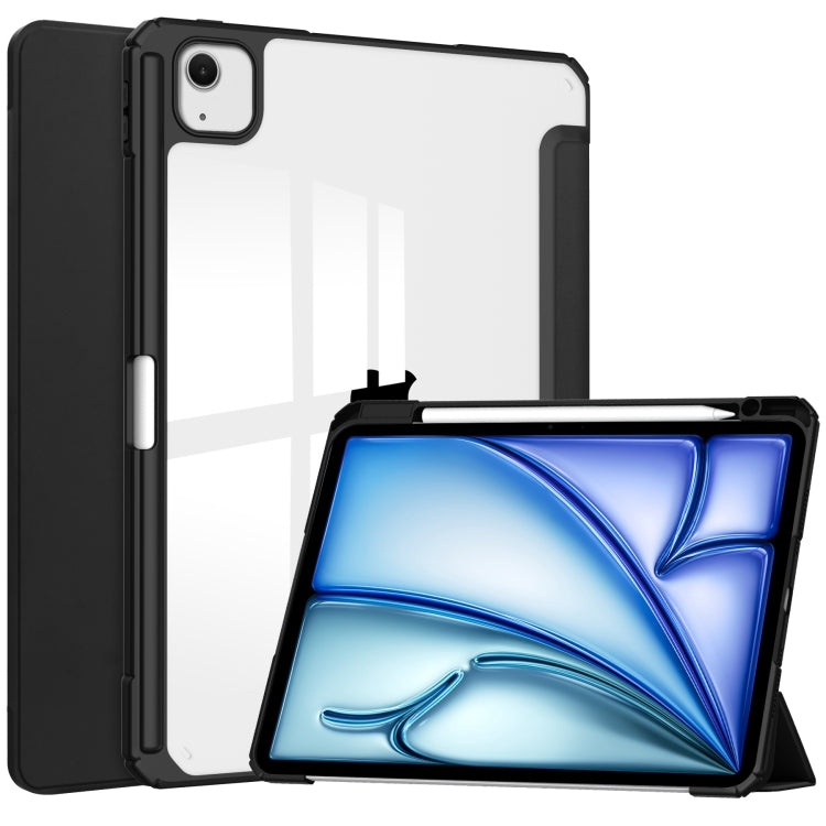 For iPad Air 13 2024 Pure Color 3-fold Clear TPU Smart Leather Tablet Case(Black) - iPad Air 13 2024 Cases by PMC TechLife | Online Shopping South Africa | PMC TechLife | Buy Now Pay Later Mobicred