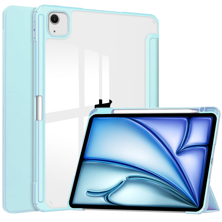 For iPad Air 13 2024 Pure Color 3-fold Clear TPU Smart Leather Tablet Case(Sky Blue) - iPad Air 13 2024 Cases by PMC TechLife | Online Shopping South Africa | PMC TechLife | Buy Now Pay Later Mobicred