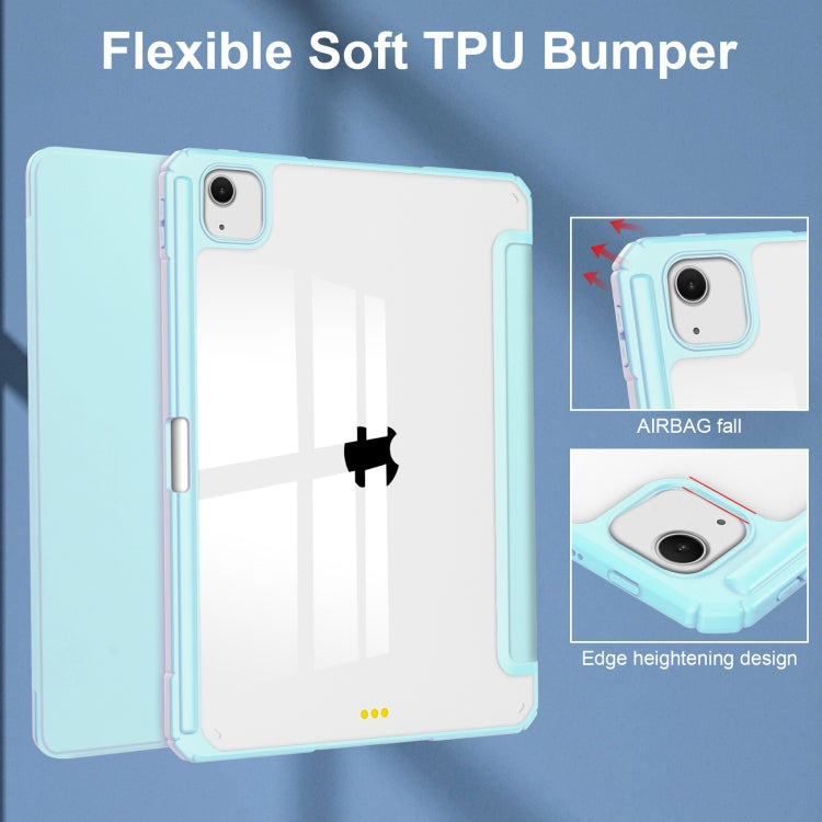 For iPad Air 13 2024 Pure Color 3-fold Clear TPU Smart Leather Tablet Case(Sky Blue) - iPad Air 13 2024 Cases by PMC TechLife | Online Shopping South Africa | PMC TechLife | Buy Now Pay Later Mobicred