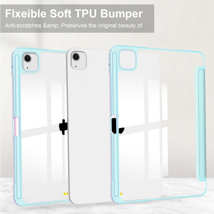 For iPad Air 13 2024 Pure Color 3-fold Clear TPU Smart Leather Tablet Case(Sky Blue) - iPad Air 13 2024 Cases by PMC TechLife | Online Shopping South Africa | PMC TechLife | Buy Now Pay Later Mobicred