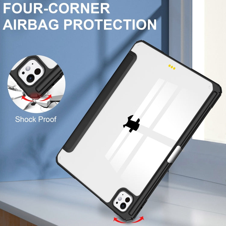 For iPad Pro 11 2024 Pure Color 3-fold Clear TPU Smart Leather Tablet Case(Black) - iPad Pro 11 2024 Cases by PMC TechLife | Online Shopping South Africa | PMC TechLife | Buy Now Pay Later Mobicred
