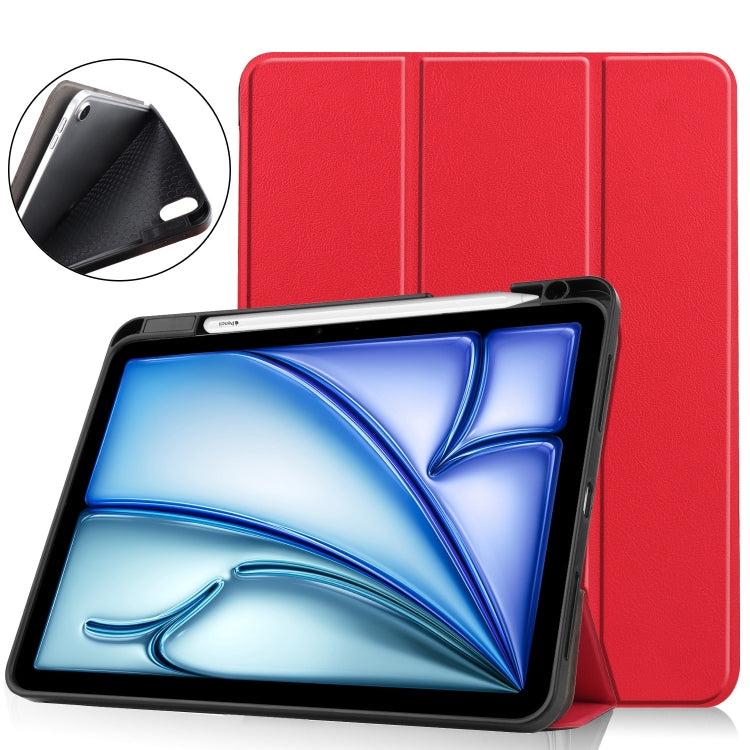 For iPad Air 11 2024 Custer TPU Pure Color 3-Fold Holder Smart Leather Tablet Case(Red) - iPad Air 11 2024 Cases by PMC TechLife | Online Shopping South Africa | PMC TechLife | Buy Now Pay Later Mobicred