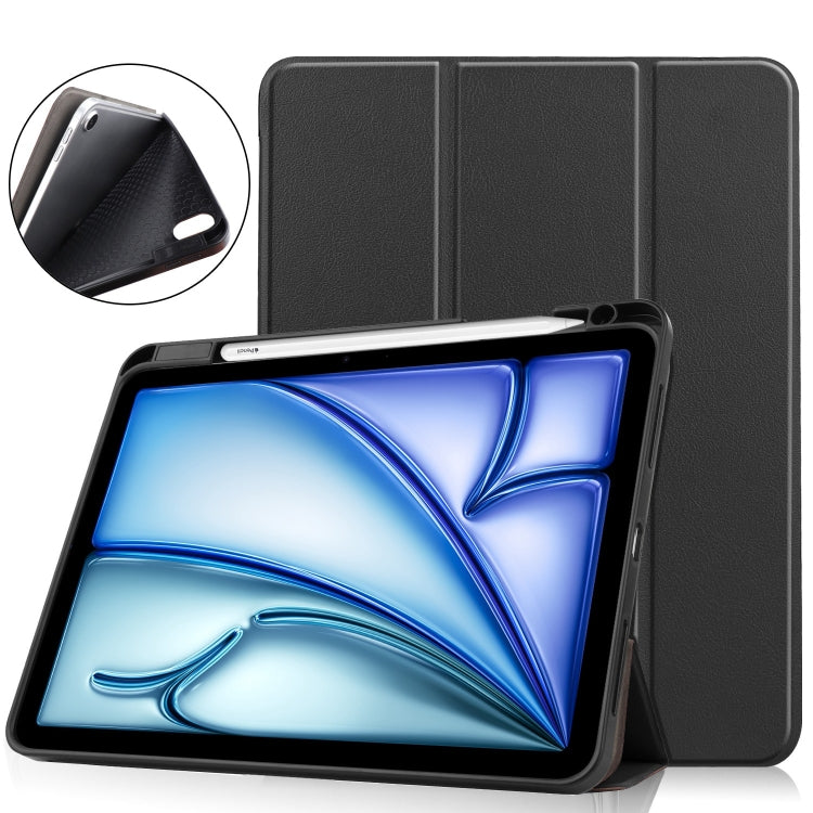 For iPad Air 11 2024 / 2025 Custer TPU Pure Color 3-Fold Holder Smart Leather Tablet Case(Black) - iPad Air 11 2025 / 2024 Cases by PMC Jewellery | Online Shopping South Africa | PMC Jewellery | Buy Now Pay Later Mobicred