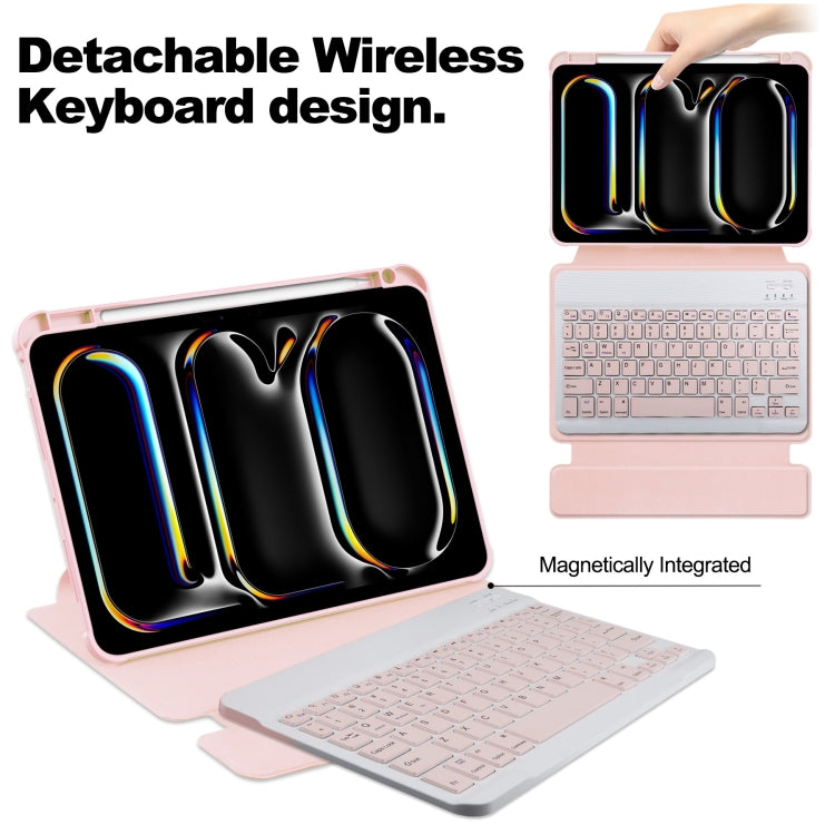 For iPad Pro 11 2024 Transparent Rotation Smart Leather Tablet Case with Keyboard(Pink) - iPad Pro 11 2024 Cases by PMC TechLife | Online Shopping South Africa | PMC TechLife | Buy Now Pay Later Mobicred