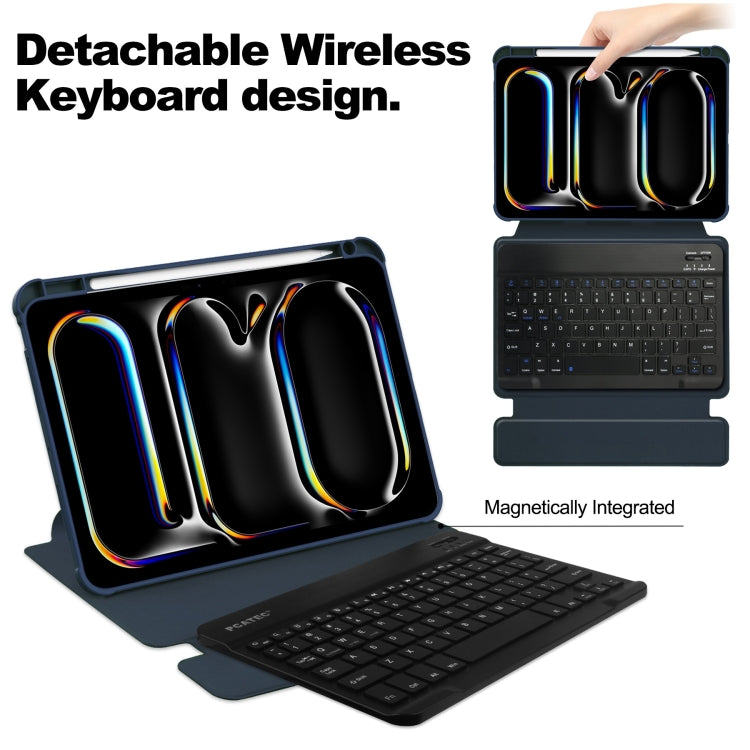 For iPad Pro 11 2024 Transparent Rotation Smart Leather Tablet Case with Keyboard(Dark Blue) - iPad Pro 11 2024 Cases by PMC TechLife | Online Shopping South Africa | PMC TechLife | Buy Now Pay Later Mobicred