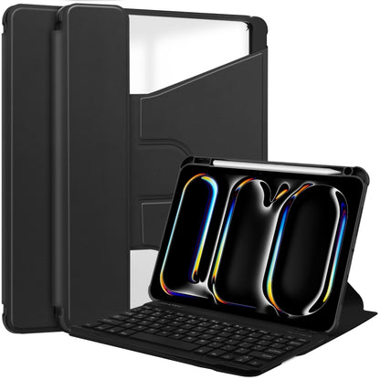 For iPad Pro 13 2024 Transparent Rotation Smart Leather Tablet Case with Keyboard(Black) - iPad Pro 13 2024 Cases by PMC Jewellery | Online Shopping South Africa | PMC Jewellery | Buy Now Pay Later Mobicred