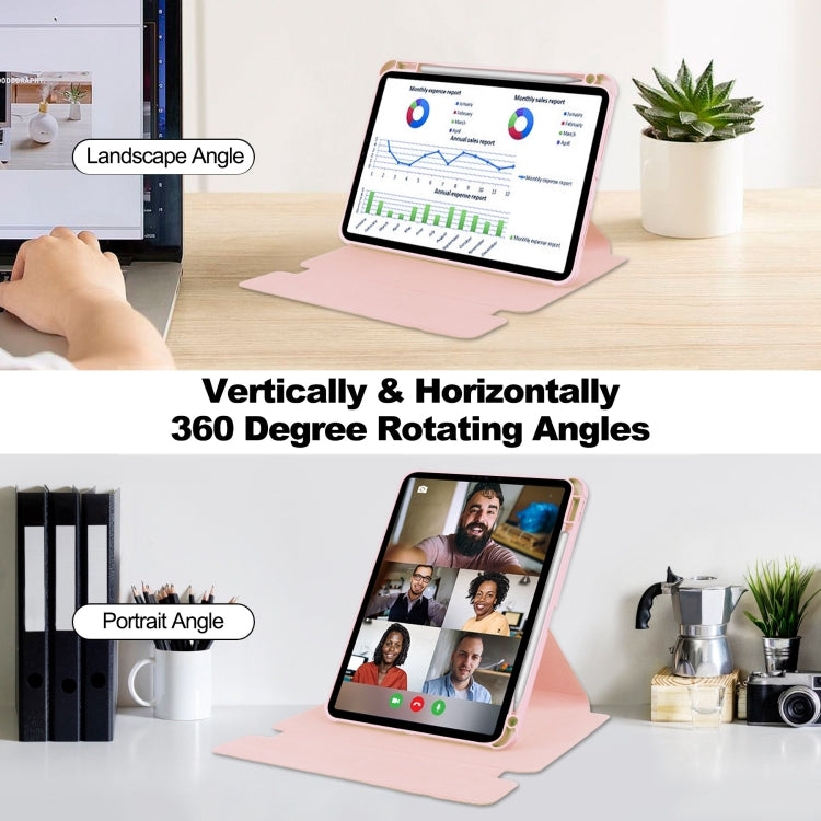 For iPad Pro 13 2024 Transparent Rotation Smart Leather Tablet Case with Keyboard(Pink) - iPad Pro 13 2024 Cases by PMC TechLife | Online Shopping South Africa | PMC TechLife | Buy Now Pay Later Mobicred