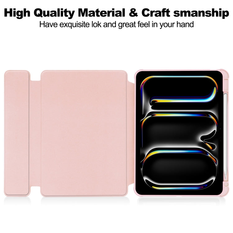 For iPad Pro 13 2024 Transparent Rotation Smart Leather Tablet Case with Keyboard(Pink) - iPad Pro 13 2024 Cases by PMC TechLife | Online Shopping South Africa | PMC TechLife | Buy Now Pay Later Mobicred