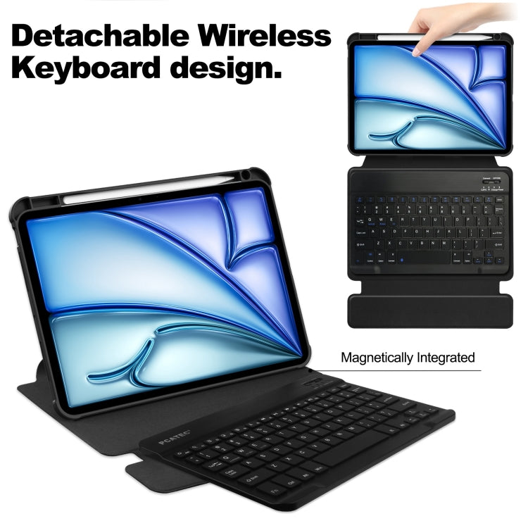 For iPad Air 11 2025 / 2024 Transparent Rotation Smart Leather Tablet Case with Keyboard(Black) - iPad Air 11 2025 / 2024 Cases by PMC TechLife | Online Shopping South Africa | PMC TechLife | Buy Now Pay Later Mobicred