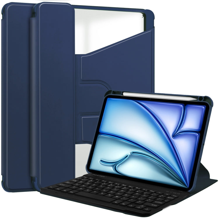 For iPad Air 11 2024 Transparent Rotation Smart Leather Tablet Case with Keyboard(Dark Blue) - iPad Air 11 2024 Cases by PMC TechLife | Online Shopping South Africa | PMC TechLife | Buy Now Pay Later Mobicred