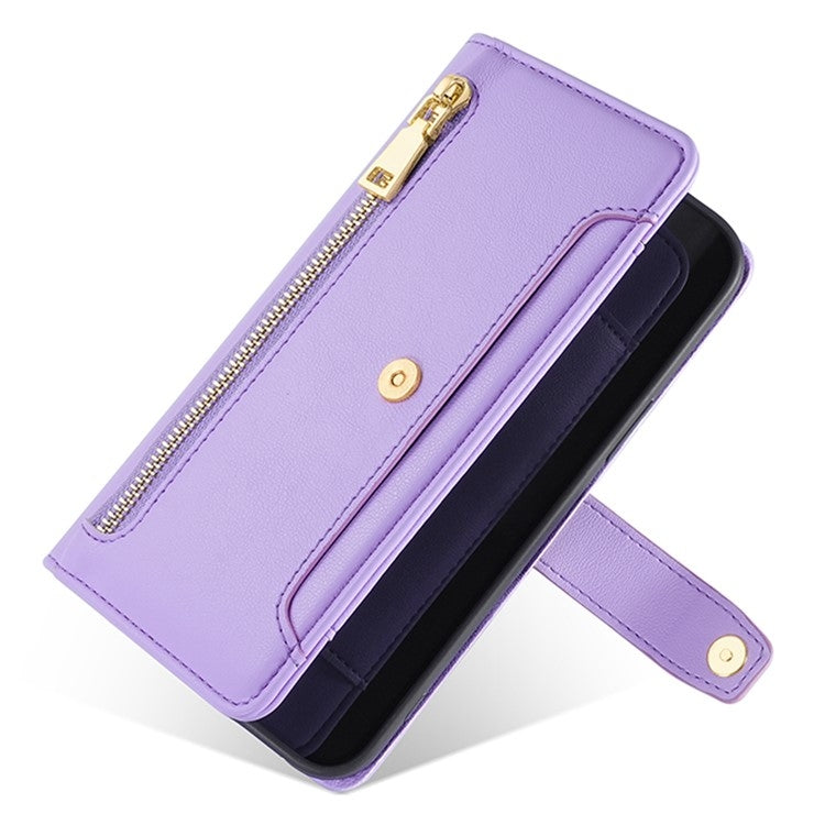For Google Pixel 9 Sheep Texture Cross-body Zipper Wallet Leather Phone Case(Purple) - Google Cases by PMC TechLife | Online Shopping South Africa | PMC TechLife | Buy Now Pay Later Mobicred
