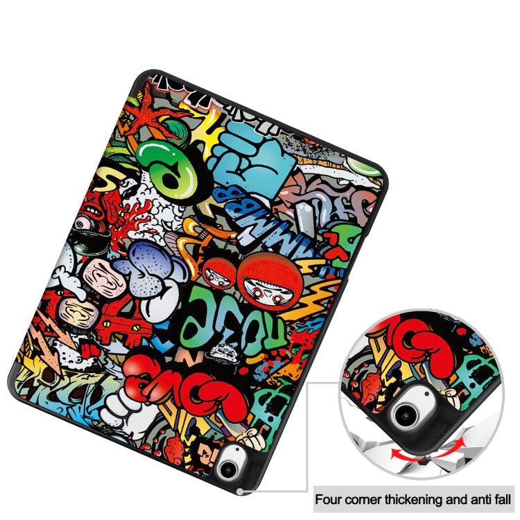 For iPad Air 13 2024 Custer Painted 3-Fold Holder Smart Leather Tablet Case with Pen Tray(Graffiti) - iPad Air 13 2024 Cases by PMC TechLife | Online Shopping South Africa | PMC TechLife | Buy Now Pay Later Mobicred