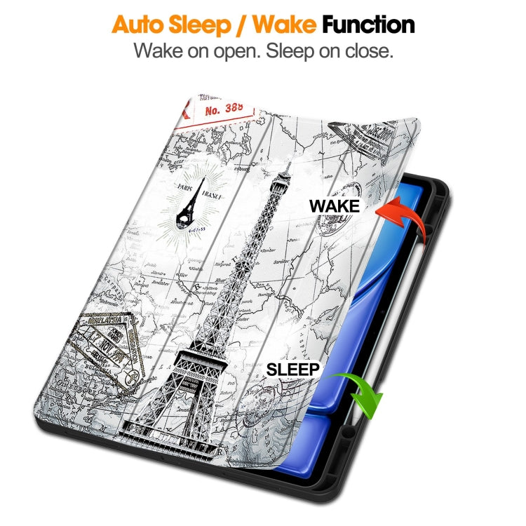 For iPad Air 13 2024 / 2025 Custer Painted 3-Fold Holder Smart Leather Tablet Case with Pen Tray(Eiffel Tower) - free shipping - PMC TechLife - Order now!