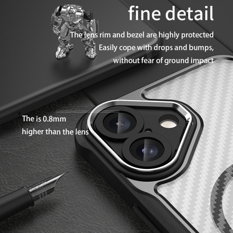 For iPhone 16 Plus Carbon Fiber Texture MagSafe Translucent Phone Case(Black) - iPhone 16 Plus Cases by PMC Jewellery | Online Shopping South Africa | PMC Jewellery | Buy Now Pay Later Mobicred