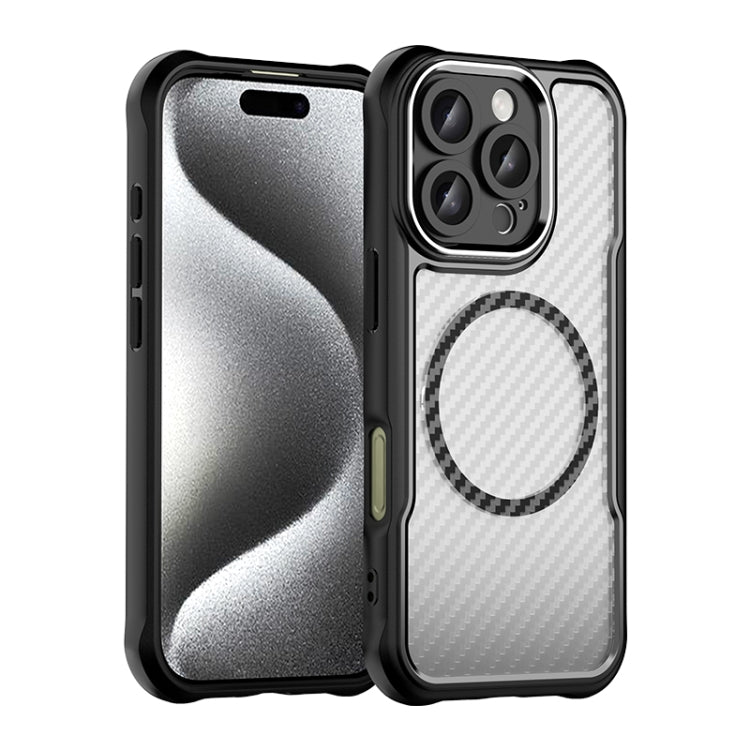 For iPhone 16 Pro Carbon Fiber Texture MagSafe Translucent Phone Case(Black) - iPhone 16 Pro Cases by PMC TechLife | Online Shopping South Africa | PMC TechLife | Buy Now Pay Later Mobicred